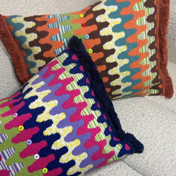 Orange Ric Rac Zig Zag Cushion and Fuchsia Ric Rac Zig Zag Cushion