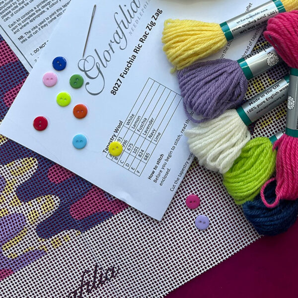 Fuchsia Ric Rac Zig Zag Cushion contents