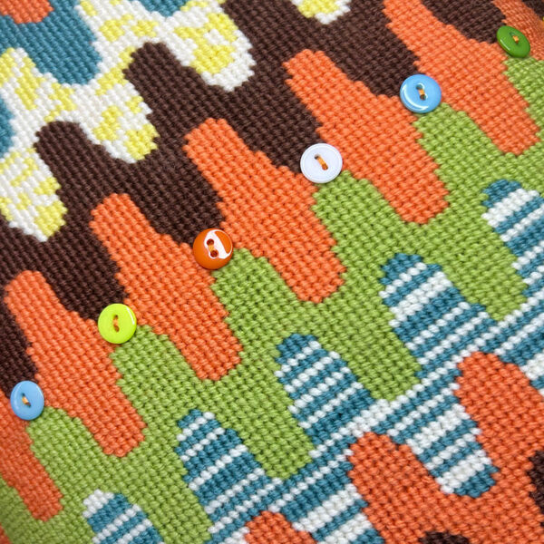 Orange Ric Rac Zig Zag Cushion buttons