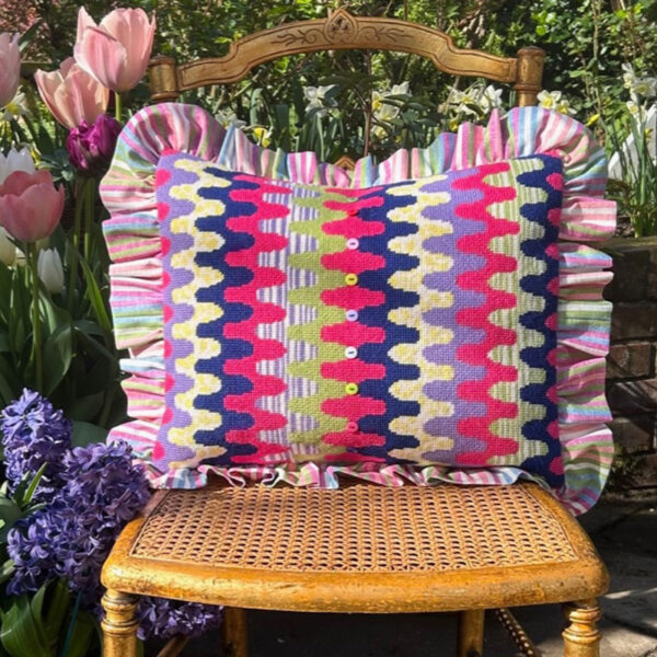 Fuchsia Ric Rac Zig Zag Cushion