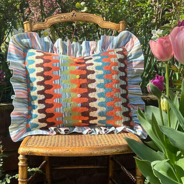 Orange Ric Rac Zig Zag Cushion